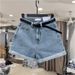 Plus Size High-Waisted Loose Denim Shorts For Women Slimming Wide-Leg A-Line Casual Rolled-Up Thin Hot Pants_mkmklike.com