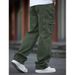 Men's Washed Green Cargo Jeans – Relaxed Fit, Multi-Pocket Utility Design, All-Season Comfort_mkmklike.com