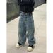 Large Size American Design Sense Deconstruction Double Waist Jeans Children Spice Girl Retro Loose Bf Lazy Wind Mopping Pants_mkmklike.com