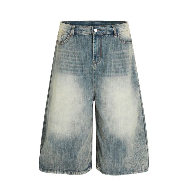 Men's Clothing Washed Retro Blue High End Design Men's Loose Seven Point Denim Machete Shorts_mkmklike.com