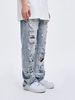 Distressed Patchwork Jeans For Men & Women – Vintage Washed High-Waisted Straight Leg Denim Pants (S-XXXL, Light Blue)_mkmklike.com