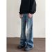 Nordmann American High Street Vibe Flared Jeans For Men Loose Wide-Leg Casual Trendy Brand Design Lightning Pattern Long Pants_mkmklike.com