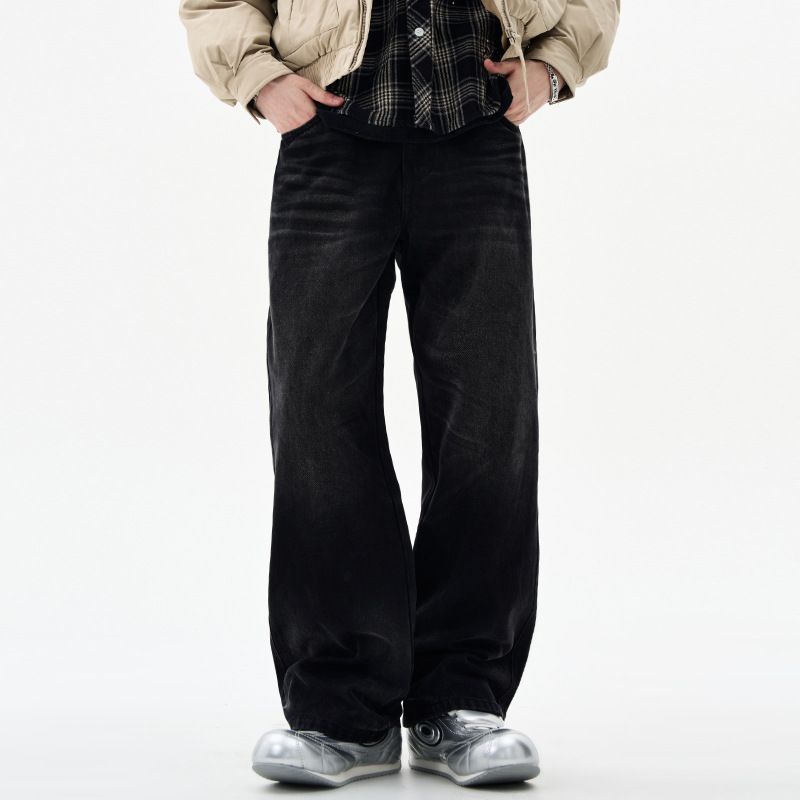 Nordmann Muqiu Clothing | American Retro Washed Vintage Jeans Men's Cleanfit Loose Straight Casual Long Pants_mkmklike.com