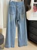 K Nine Point Straight Leg Wide Edge Jeans For Women's New High Waist Slimming Versatile Narrow Leg Pants_mkmklike.com