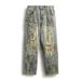 Vintage American Retro Trendy Brand Long Pants 2024 Autumn Winter New Loose Personality Ripped Patch Harem Jeans For Men_mkmklike.com