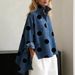 Voya Recommend! New Women's Printed Imitation Denim Stand Up Collar Casual Shirt With Personalized Front Short And Back Long Top_mkmklike.com