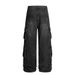 Men's Clothing Punk Washed Denim Multi Pocket Work Trousers Design Sense Men's Wear Vibe High Street Trend Niche Wide Leg Straight Pants_mkmklike.com