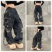 Men's & Women's Distressed Washed Denim Cargo Pants - Streetwear Straight-Leg Loose Fit Wide Trousers With Multi-Pockets_mkmklike.com