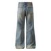 Vintage Washed Straight-Leg Jeans – Retro High Manganese Acid Wash Denim Pants With Cat Whisker & Slub Texture (Unisex, S-Xxl)_mkmklike.com