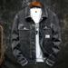 Loom Trendy Brand Denim Jacket For Men, Autumn Style, European And American Slim Fit, Turn-Down Collar, Men's Casual Black_mkmklike.com