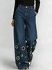 High-Waisted Loose-Fitting Cutout Jeans Metallic Eyelets Hollowed out Detail Wholesale Denim Trousers_mkmklike.com