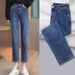 2026 Autumn New High-Waisted Straight-Leg Jeans For Petite Women, Loose Fit, Stretchy, Slimming, Nine-Point Cigarette_mkmklike.com