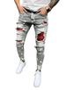Men's Distressed Printed Sold In Quantity, With Stickers And Elastic Small Leg Jeans, New Style_mkmklike.com