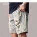 Men's Clothing Washed Ripped Denim Shorts Summer Thin Mid-Length American Street Style Loose Straight Sports Pants_mkmklike.com