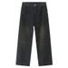 Men's Clothing Vintage Washed Distressed Cat Whisker Straight Leg Jeans For Men & Women - Comfortable Relaxed Fit, Retro Denim Pants_mkmklike.com