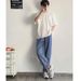 Nordmann Blue Jeans Men Straight Loose Vintage Washed Casual Summer Trendy Outfit T-Shirt Pants Set_mkmklike.com