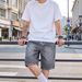 Men's American Style Casual Workwear Denim Shorts Cargo with Relaxed Fit Straight Leg Summer_mkmklike.com