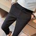 Men's Clothing Waffle Casual Trousers Men's Business Formal Suit Trousers Slim Fit Small Feet Free Ironing Elastic Waist Suit Trousers_mkmklike.com