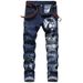 Men’s 3D Printed Stretch Jeans – Slim Fit Denim Pants With Artistic Patterns, Mid-Rise Straight Leg (28-42, Streetwear Ready)_mkmklike.com