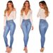 Women's Clothing High Waist Hip Lift Slim Fit Button New Elastic Tights Jeans _mkmklike.com