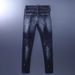 Men's Clothing High Street Fashion Men's Jeans Retro Blue Washed Holes Scratched Trendy Brand Elastic Tights Skinny Pants Men_mkmklike.com
