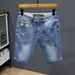 Men's Vintage Washed Denim Shorts – Retro Stretch Cargo Shorts With Printed Design, Loose Fit & Breathable For Summer (28-36)_mkmklike.com