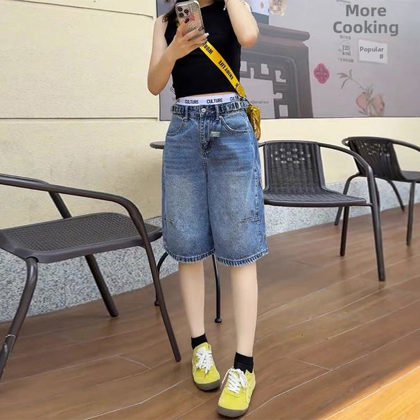High Waisted Cropped Jeans Women's plus Size Stylish Design Loose Fit Slimming Straight Leg Wide Leg mid Length New Summer 2026 Style_mkmklike.com