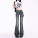 Retro Blue Flared Jeans High Waisted Slimming Stretchy plus Size Women's Denim New Spring Style Not Clingy_mkmklike.com