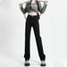 Black Slim-fit Straight-leg Jeans Women, 2025 New Autumn High-waisted Slimming Wide-leg Cigarette Pants For Pear-shaped_mkmklike.com