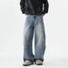 Men's Clothing Niche Vertical Stitching Silhouette Jeans Paris Style Daddy Pants_mkmklike.com