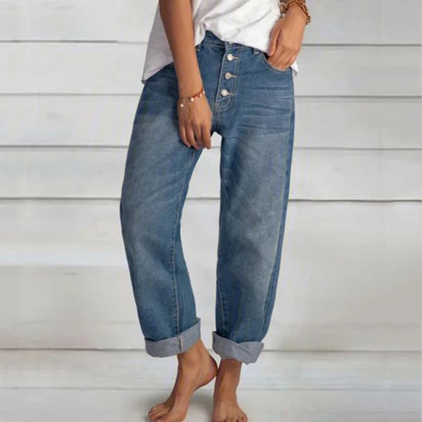 Women's Clothing Factory direct sales spring and autumn new loose casual versatile simple slim straight jeans women's clothing_mkmklike.com