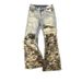 BOY American Retro Two-Piece Jeans For Men With Unique Design, High-End Camouflage Patchwork, Clean Fit Straight Pants_mkmklike.com