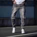 Men's Clothing Men’s Utility Cargo Jeans – Distressed Workwear Pants With Multi-Pockets & Monkey Wash Effect (Grey, Straight-Leg, Streetwear, S-XXL)_mkmklike.com