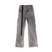 RO RICK Style Hip Hop Street Style Washed Distressed Smoky Gray Floor Length Button Down Jeans, Same Style As Central Cee._mkmklike.com
