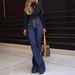 Women’s Clothing spring and summer new patchwork jeans women's slim fit stretch flared pants_mkmklike.com