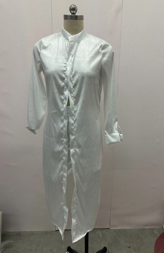 women's clothing retro literary style simple versatile fashion long skirt coat_mkmklike.com