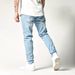 Men's Straight Fit Skinny Jeans - Classic Blue Denim Pants With Distressed Details For Streetwear Style_mkmklike.com