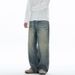 Men's Clothing & Archer0603 & American Streetwear Brand Washed 3D Whiskered Wide Leg Jeans, High Street Style Men's Long Pants_mkmklike.com