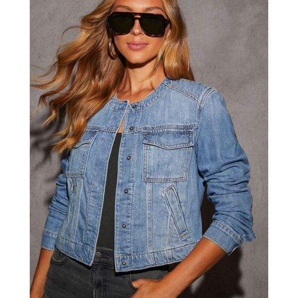 Retro Streetwear Denim Jacket – Cropped Slim Fit Women's Spring Jacket (Blue, S-2XL)_mkmklike.com