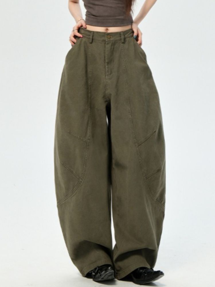 K Retro Curved Knife Jeans Women's New Casual Loose Hanging Straight Leg Wide Leg Floor Length Pants_mkmklike.com