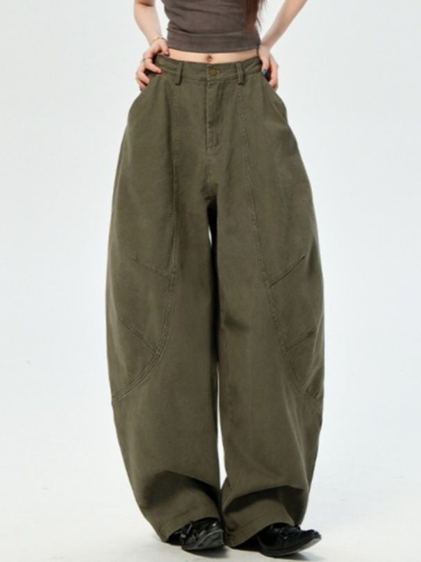 K Retro Curved Knife Jeans Women's New Casual Loose Hanging Straight Leg Wide Leg Floor Length Pants_mkmklike.com