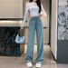 Women’s Clothing spring and summer new luxury gradient rhinestones starry straight jeans narrow leg pants_mkmklike.com