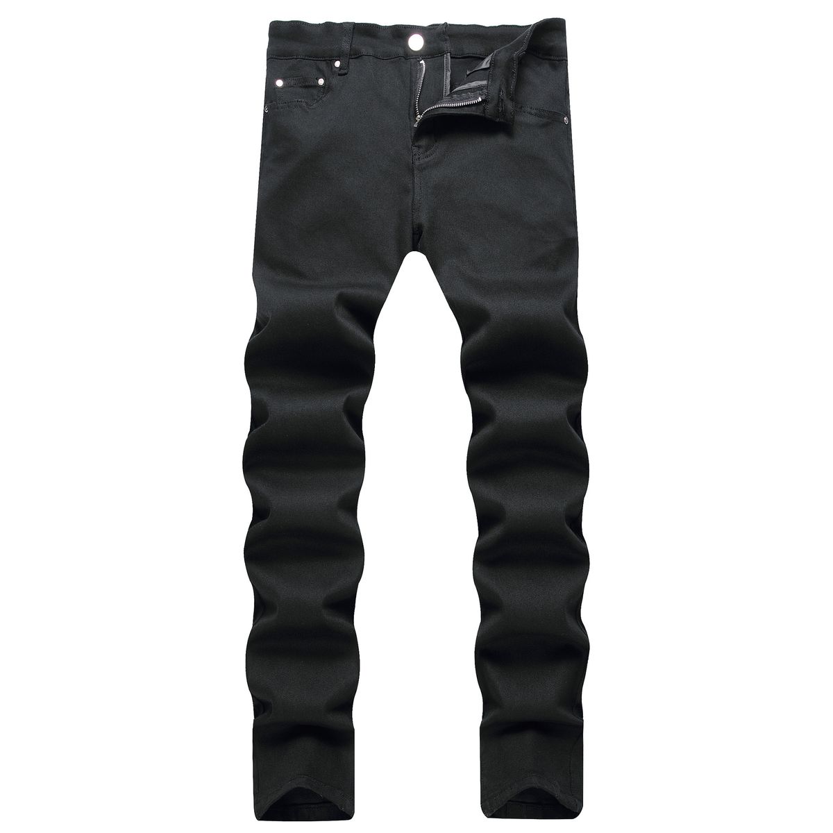 Autumn New Street Black Men's Jeans Personalized Elastic Trendy Slim Fit Small Feet Mid Waist Pants For Men_mkmklike.com