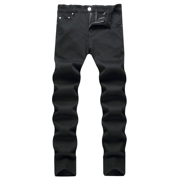 Autumn New Street Black Men's Jeans Personalized Elastic Trendy Slim Fit Small Feet Mid Waist Pants For Men_mkmklike.com