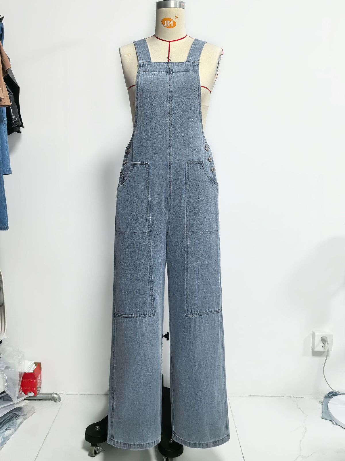 K Wide Leg Denim Overalls, Casual Slimming Jumpsuit, Women's Clothing Style_mkmklike.com