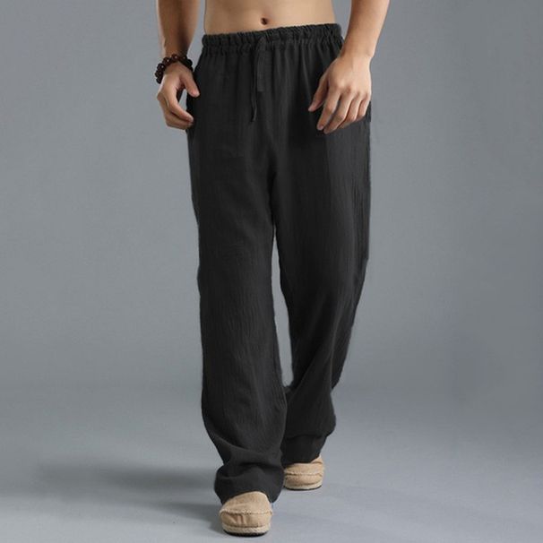 Man's Clothing 2025 New Men's Plus-Size Casual Pants Elasticated Waist Rope Linen Breathable Sports Cotton Linen Pants_mkmklike.com