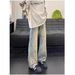 Wukong Youhuo Men's Trendy American Style Washed Distressed Curved Blade Jeans Loose Fit Street Style Versatile Trousers Clean Fit_mkmklike.com