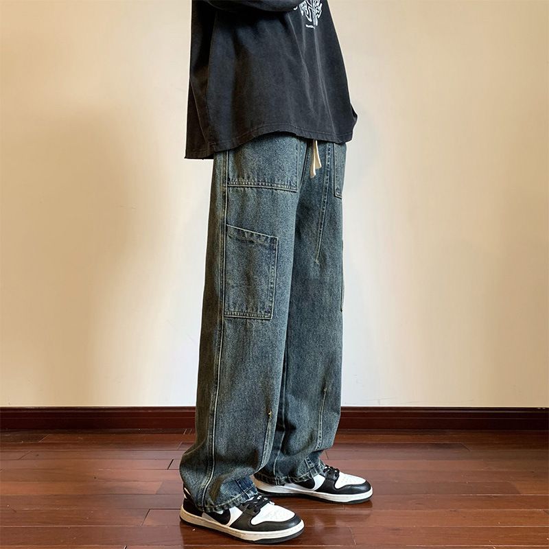 Nordmann American Retro Workwear Jeans For Men, Autumn And Winter Loose Wide-Leg Casual Pants, Japanese Style Trendy Versatile_mkmklike.com