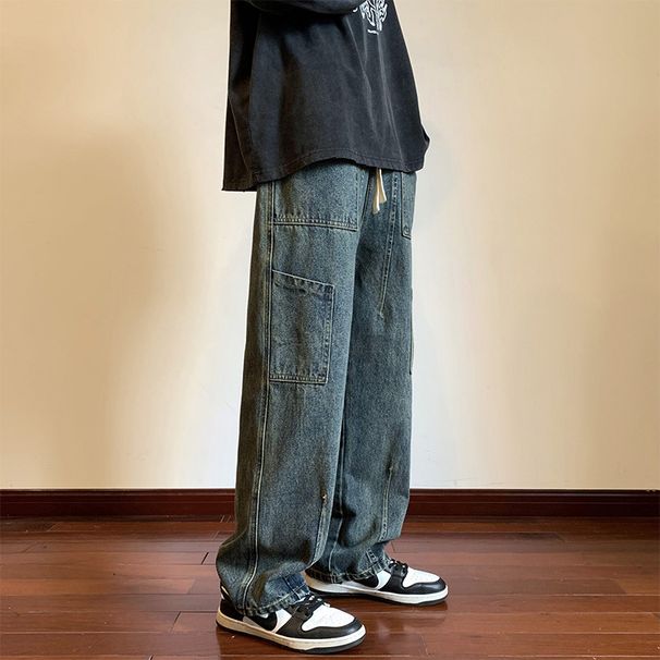 Nordmann American Retro Workwear Jeans For Men, Autumn And Winter Loose Wide-Leg Casual Pants, Japanese Style Trendy Versatile_mkmklike.com