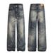 Men's Vintage Washed Blue Jeans – High Street Clean Fit, Straight-Leg With Slight Flare, Retro Distressed Denim (S-XXXL, Mid-Rise, 60% Cotton)_mkmklike.com